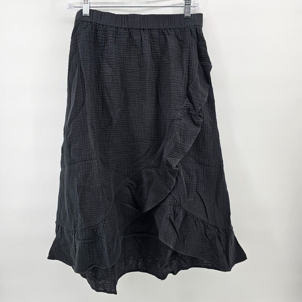 NWT Women's J.Jill Black Gauze Skirt Ruffle Size XS